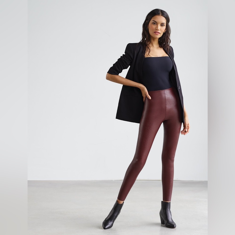 COMMANDO oxblood perfect control faux leather legging